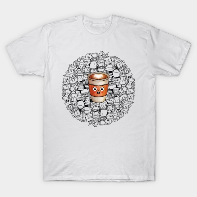 Coffee Doodle T-Shirt by salihgonenli